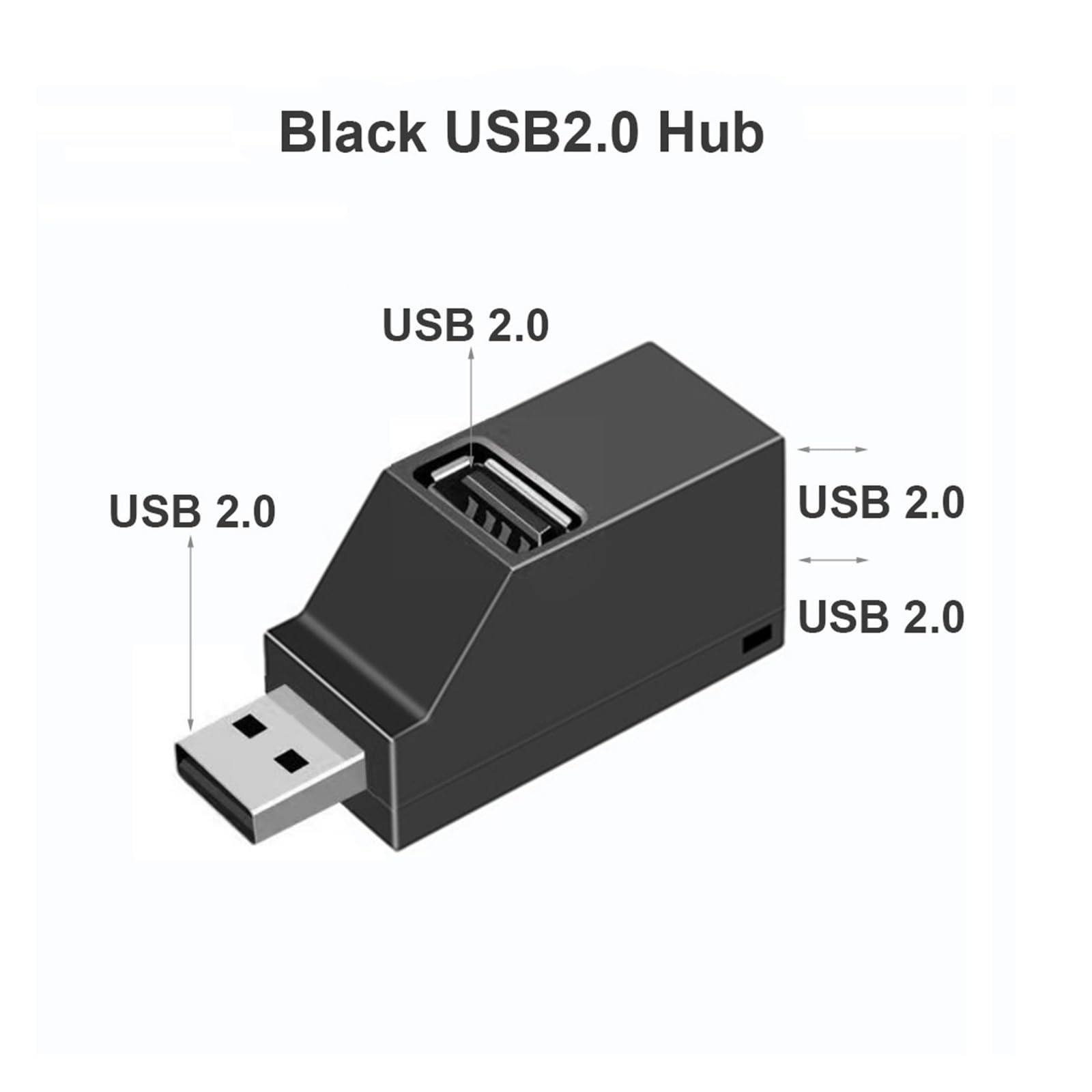 Adattatore hub USB a 3 porte ad alta velocità per PC (nero USB 2.0)