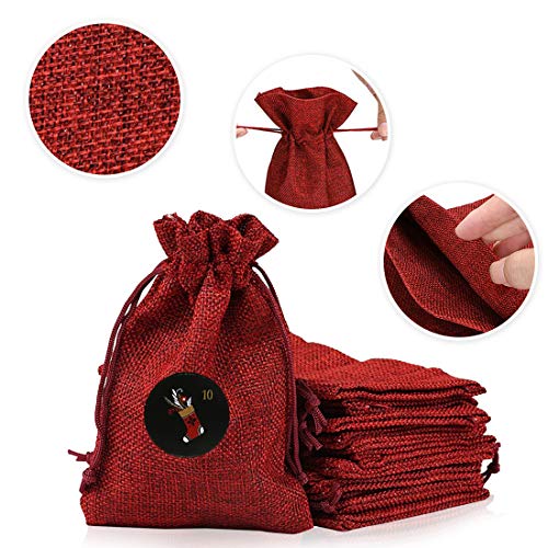 Adventskalenders, adventskalender tassen om te vullen met 24 adventskalender Sticker,Countdown to Christmas Fillers Jute… - Image 3