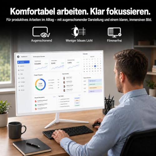 ZZA 32 Zoll Full HD Monitor, 1920 x 1080, PC-Bildschirm für Homeoffice, VA – Ansicht 7