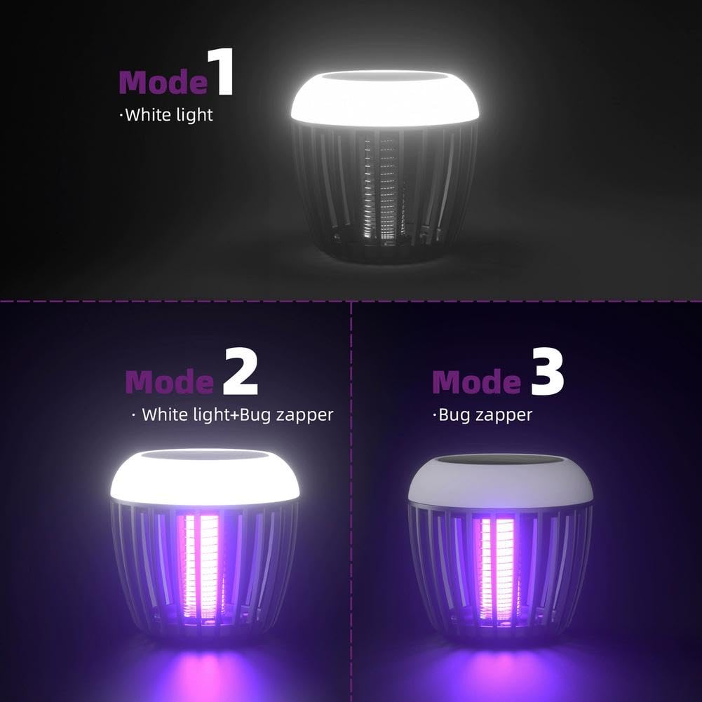 Zapper solare per esterni, impermeabile, alimentato a energia solare, con luce a LED, lampada per catturare zanzare, piccole zapper volanti per patio, giardino, cortile, campeggio (nero, 2 pezzi)
