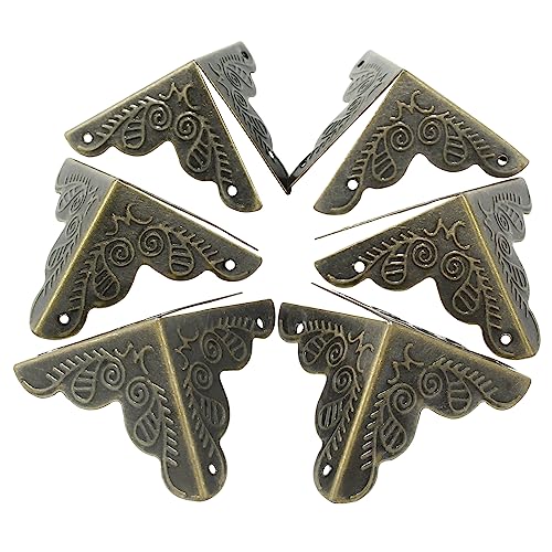 Image of 24Pcs Metal Corner Protector,1 inchx1 inch Bronze Box Corner Protectors,Decorative Metal Corner Guards,Antique Edge Cover with Mounting Screws