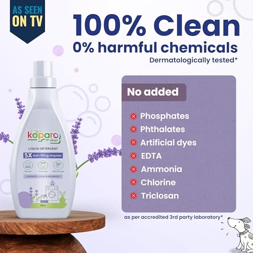 Image of Koparo Liquid Detergent | 900 Ml | Top Load & Front Load Washing Machine Liquid Detergent | Organic Bio-Enzymes Laundry Detergent | Tough on Stains, Safe for Kids & Sensitive Skin | Lavender