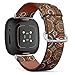 CJBROES Replacement Leather Watch Band, Compatible with Fitbit Versa 3 and Fitbit Sense of Wristband Bracelet Accessory - African Circle