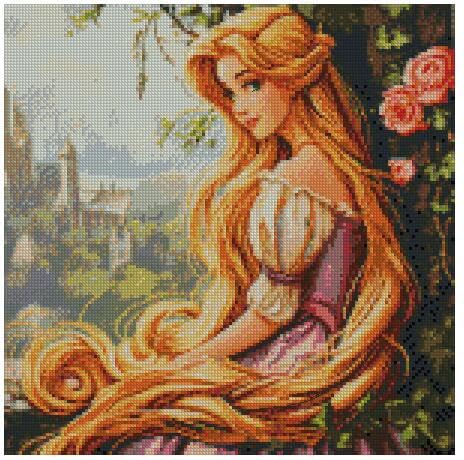 Kit de broderie au point de croix Princesse en coton de 32x32 cm