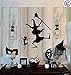DANCIN WITCH AND CAT #1 ~ HALLOWEEN: WALL OR WINDOW DECAL, 12" X 13"