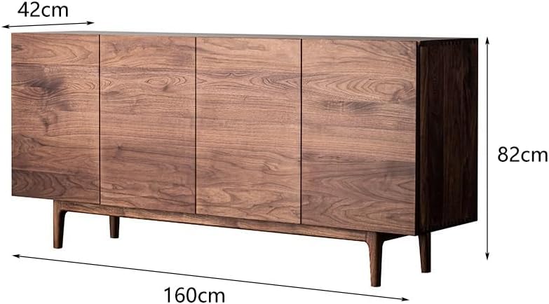 Aparadores para Comedor Black Walnut Solid Wood Sideboard Modern Living Room TV Floor Storage Furniture Double Door Entrance Decoration Bufetera(160cm*42cm*82cm)