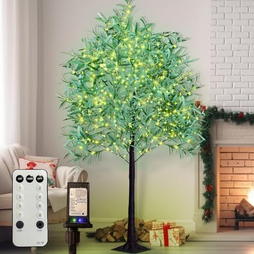 6 FT Lighted Olive Tree Artificial Tree 8 Modes Dimmable
