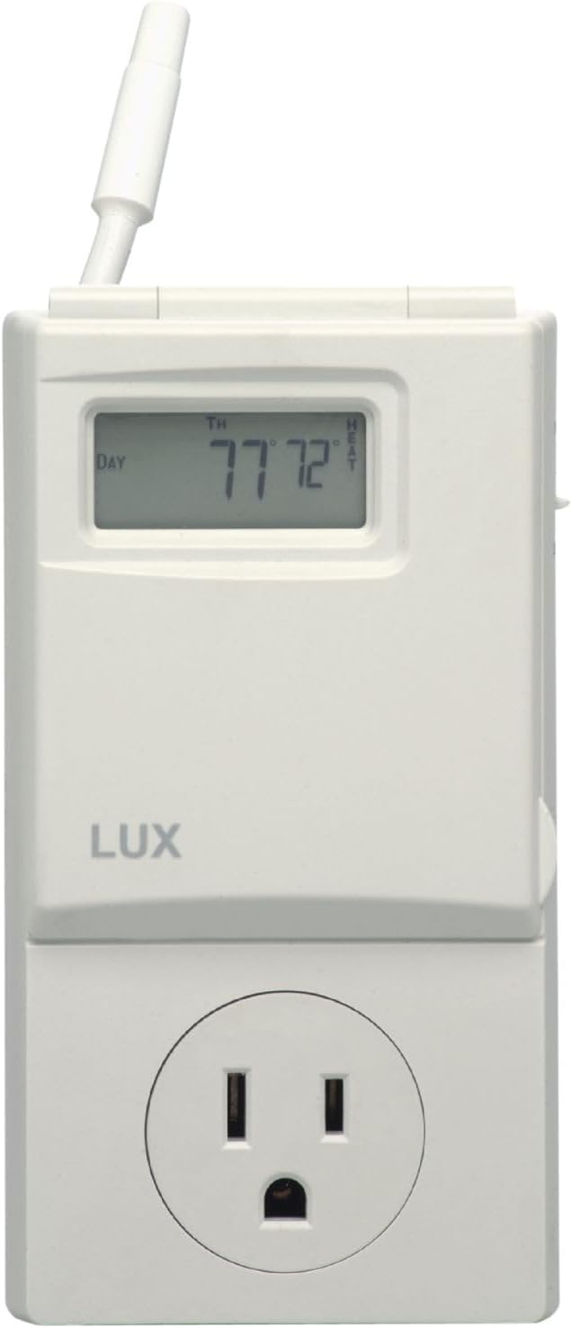 Lux WIN100 Programmable 5-2 Day Thermostat; Plug-in Line Voltage; Batteries Included