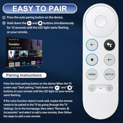 Voice-Remote for Snow Chromecast-with-Google-TV,Replacement Remote Control for Snow Google TV Streamer by YOSUN - Image 4