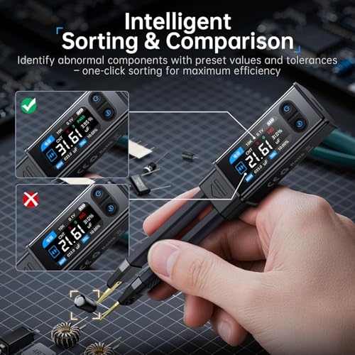 DewinLVD LCR-ST2 LCR Meter, 2 in 1 Tester Smart Bridge Tweezer Kit LCR/ESR Messpinzette 100kHz Digital Brücke Tester Automatischer Sequenzvergleich Widerstand Induktivität Kapazität Bauteilprüfung