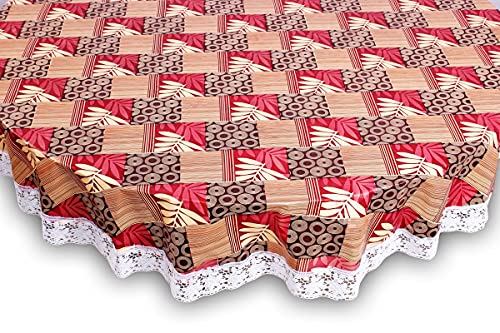 Image of The Furnishing Tree Round Shape 6 Seater Table Cover WxL 72x72 inches with White Border lace