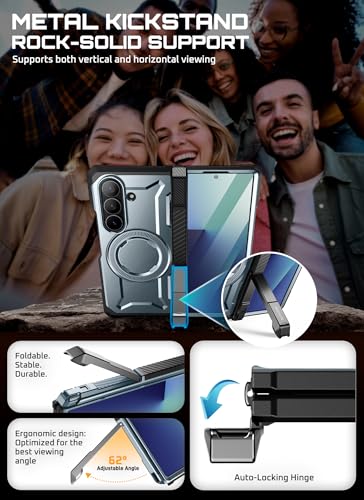 Image of SUPCASE for Samsung Galaxy Z Fold 7 Case with Kickstand, Tilt | Compatible with MagSafe, Tempered Glass Screen Protector, Military-Grade Protection, Hinge Coverage, Unicorn Beetle Grip