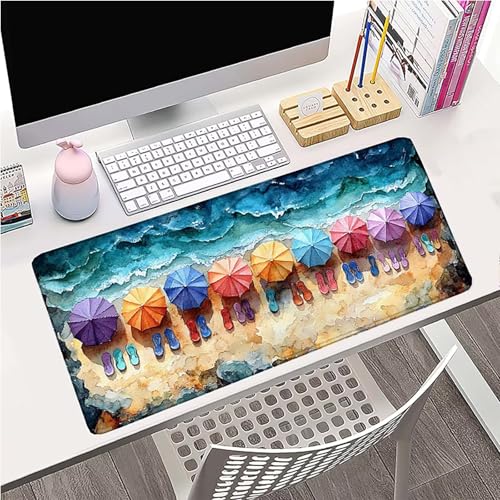 Tapis souris plage imperméable grand format avec bords cousus de 3mm