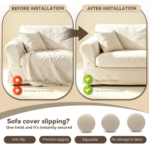 Image of Lunarm Linen Twist Pins 12pcs Upholstery Bedskirt Pins Beige Fabric Covered | Fabric Covered Button, Tightly Grip, Multipurpose for Furniture, Sofa,Headliner, Armrest Covers, Slipcovers, Storage Case