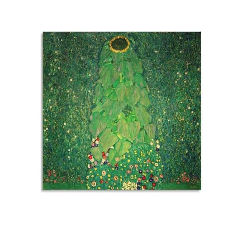 グスタフ・クリムト『ひまわり』ポスター 部屋飾り キャンバスウォール 壁の絵 壁掛け ホームアートワーク28x28inch(70x70cm)