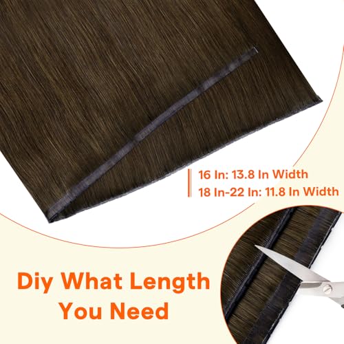 Image of Full Shine Butterfly Weft Hair Extensions 16 Inch 50G Medium Brown | Natural Thin Volume, Invisible PU Hole Genius Weft, Remy Human Hair, Micro Bead Wear for Women, Seamless Blend Solution