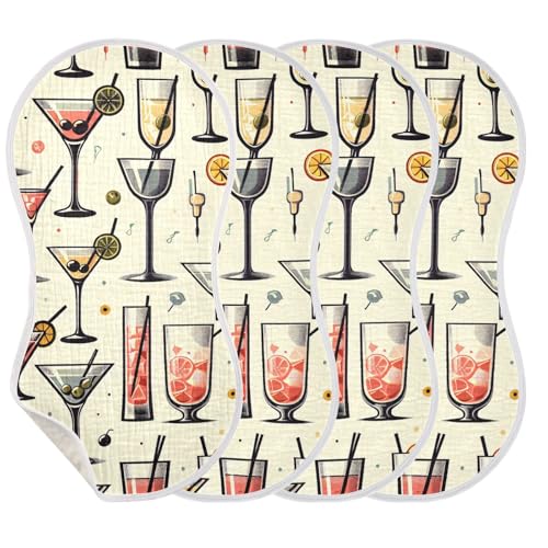 4 Pack Baby Burp Cloths, Soft Absorbent Burping Cloths for Babies, Cotton Milk Spit Up Rags, Large Size for Newborns, Baby Boys and Girls (Tropical Juicy Cocktails)3