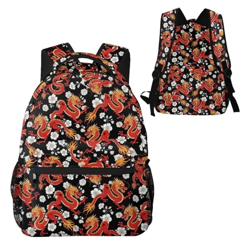 Sac à dos décontracté imperméable à motif floral japonais pour le quotidien