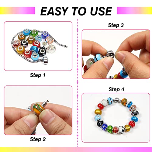 Toaob 50Pcs Assorted European Craft Beads Glass Large Hole Spacer Beads Assortments With Brass Silver Core For Diy Crafts Bracelet Necklace Jewelry Making #TOP3