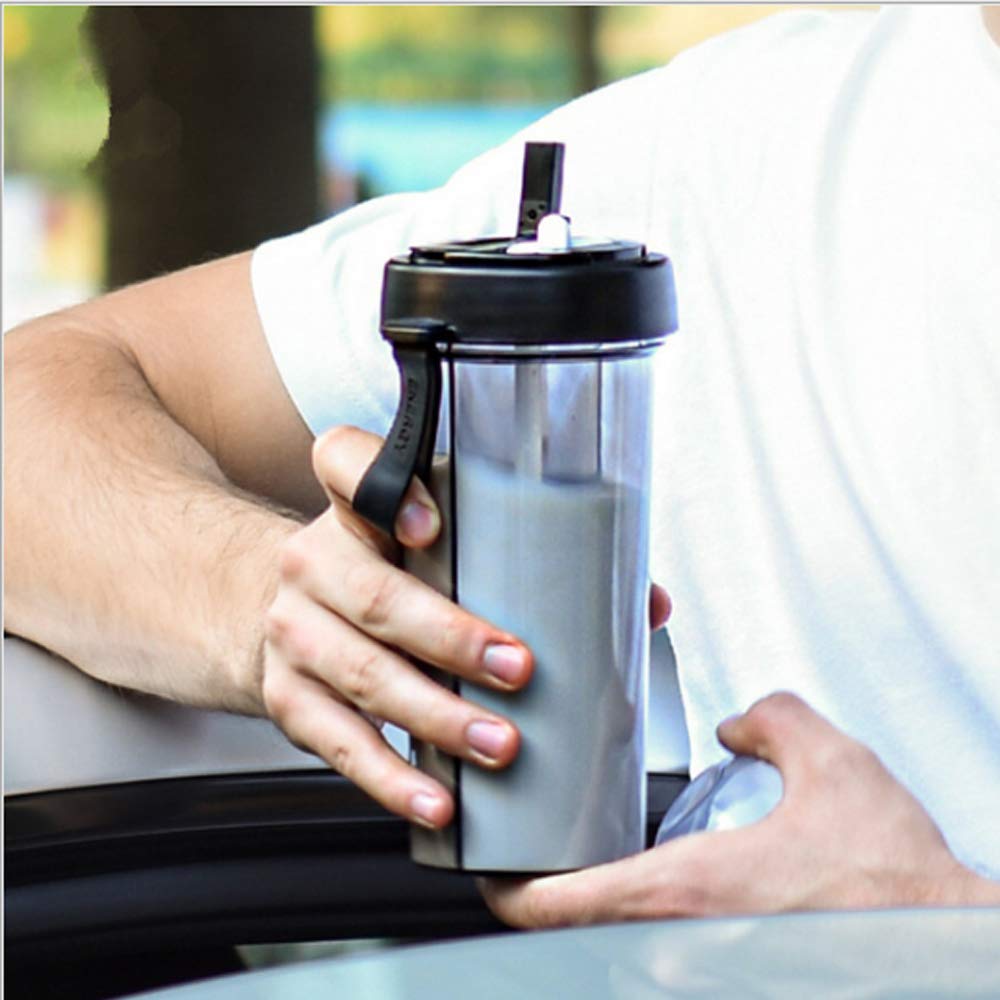 YYDSJFM Creative Water Cup,One Cup of Two Different Drinks Two Straws Couple Outdoor 600ml Drinking Cup for Camping Hiking Backpacking Travel Office