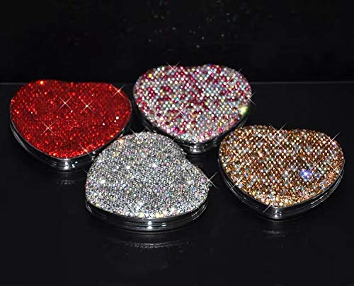 Tishaa Bling Bling Double Sided Pocket Sized Travel Heart Shaped Compact Mirror With 2X Magnification (White) #TOP1