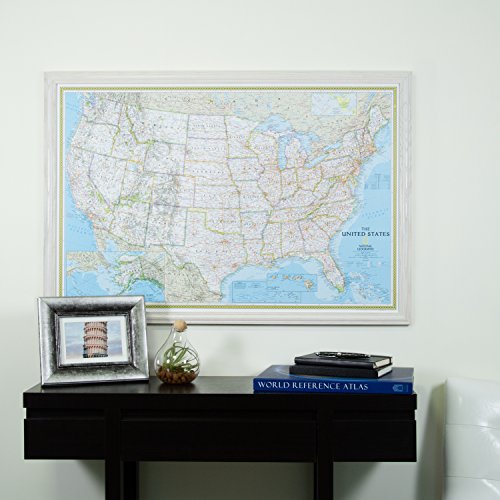Craig Frames Wayfarer, Classic United States Push Pin Travel Map, Traditional Whitewash Solid Wood Frame And Pins, 24 By 36-Inch #TOP1