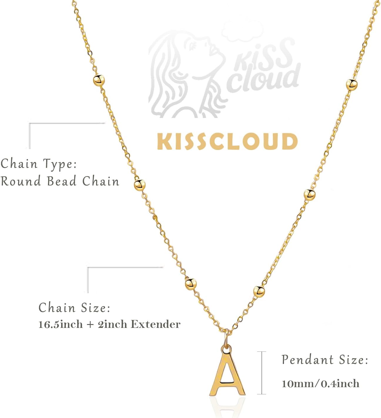 Initial Necklaces for Women 14K Gold Silver Dainty Letter Charm Necklace Personalized Name Pendant Bead Chain Necklace Non Tarnish Trendy Jewelry Gift - Image 5