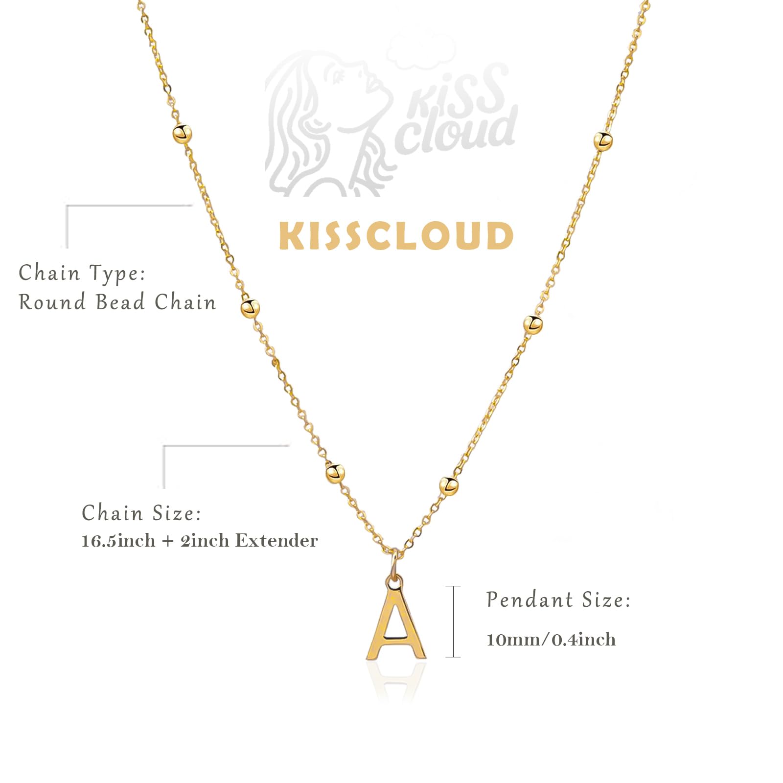 Collar con inicial para mujer, oro de 14 quilates y plata
