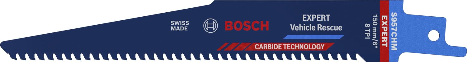 Bosch Professional 1x Hoja de sierra sable Expert `Vehicle Rescue` S 957 CHM (para Vidrio, Acero resistente, Longitud 150 mm, accesorios Sierra sable)