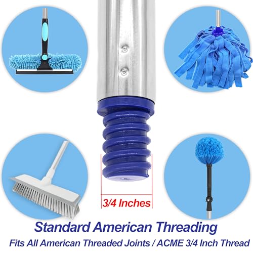 Image of EaseYourDay Stainless Steel Mop Handle, 5.2 ft. Pole, 3 /4 inch Screw-On Thread