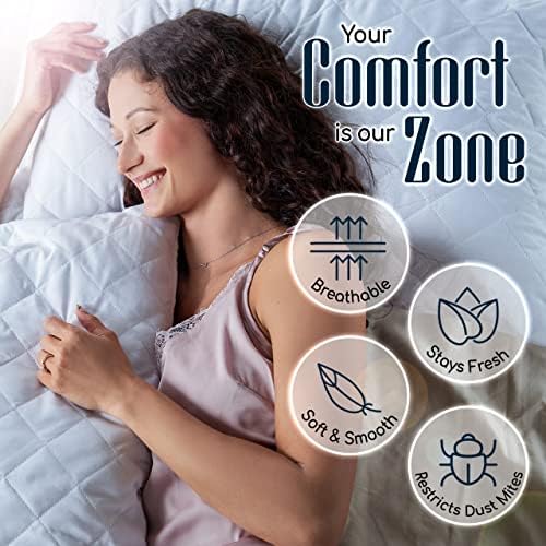Gracelinen White Pillow Cases Pack of 4 Microfiber Quilted Pillow Protectors Zipped - Comfortable Easy to Clean 75x50 cm Pillow Covers Protectors