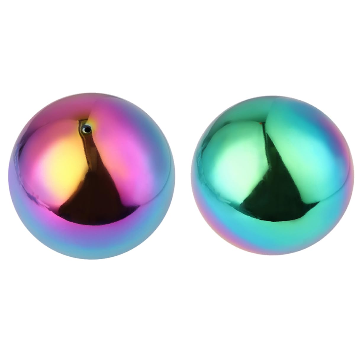 KONTONTY 2Pcs Stainless Steel Gazing Ball Rainbow Mirror Hollow Garden Spheres for Outdoor Decoration Reflective Lawn Ornaments Durable Shatterproof Design