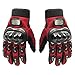 Tonsiki Carbon Fiber Motorcycle Motorbike Cycling Racing Full Finger Gloves (Red, M)
