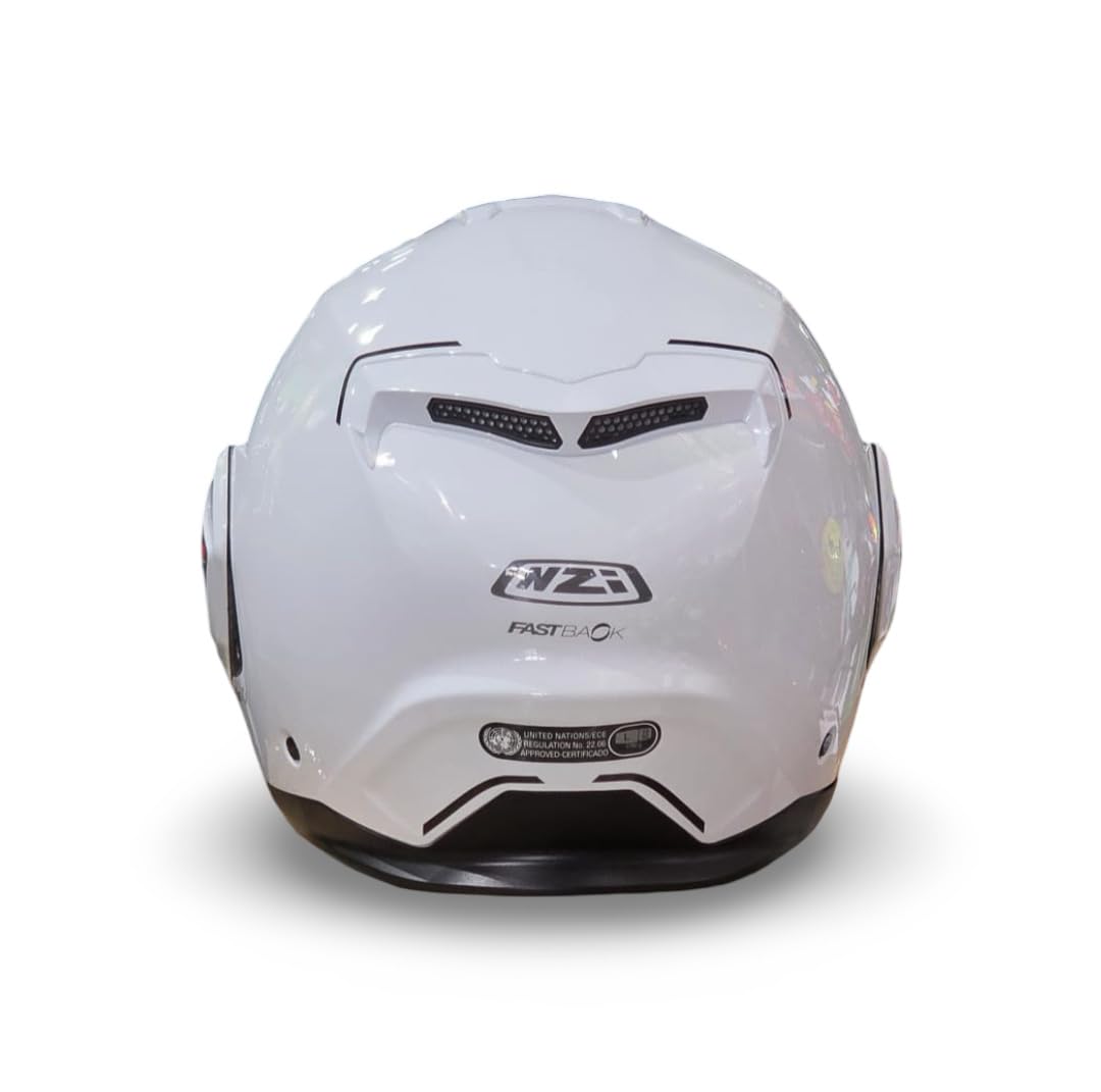 NZI Casco Modular NZI Fastback Duo 180º Blanco Brillo Abatible con Visor Solar - Unisex Hombre y Mujer - Homologado P/J ECE 22.06 Talla L