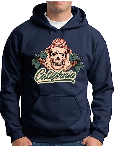 Sweat à capuche homme California pull bleu marine imprimé usa