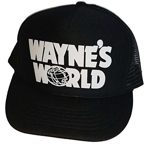 THATSRAD Wayne's World Costume Halloween Mesh Trucker Hat Cap Snapback Waynes  Black