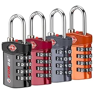 Forge 4-Digit Combination Lock, TSA Approved Locks for Luggage, Travel, Gym, School, Suitcase, Backpack, Pelican case, Easy Read dials, zinc Alloy Body.