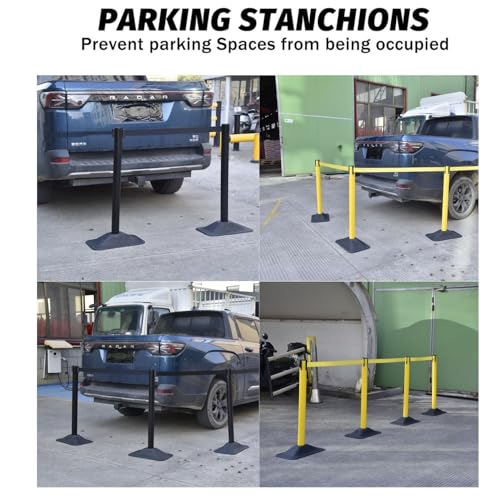 BESEA 4 Pack 36\" Yellow Crowd Control Barriers with 10FT Retractable Belt, Heavy Duty Rectangle Base Stanchions for Queue Management, Event, Hotel, and Airport Use - Thumbnail 3