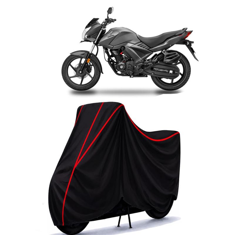 Image of Unicorn 150 BS6 Water Resistant Bike Cover for All Motorcycles & Rain | Heavy Duty Taffeta Fabric | UV Protection, Dustproof, Scratchproof | All Weather Two Wheeler Body Cover with Elastic Bottom