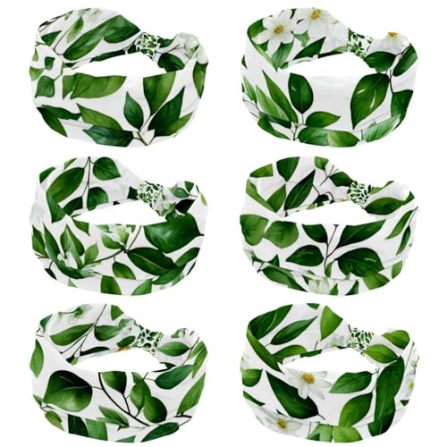 Bandeau cheveux femme imprimé fleuri : le lot de 6 accessoires larges verts