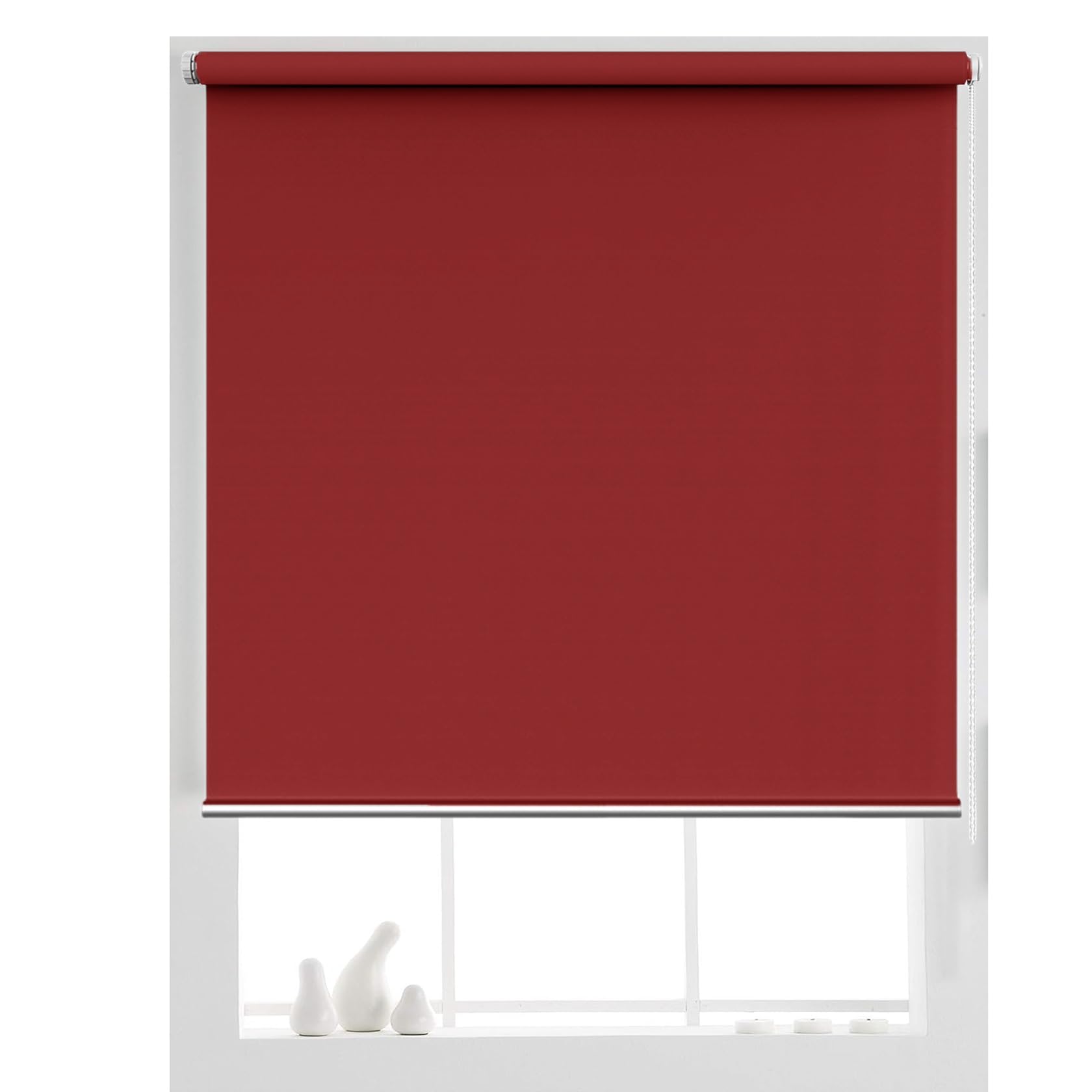 Tende a Rullo Tenda Avvolgibile 105 x 70 cm Senza Forare, Blackout, Protezione Solare, Tenda a Rullo Doppia Klemmfix, Tenda a Rullo Doppia Giorno e Notte, per Finestra o Porta, Rosso