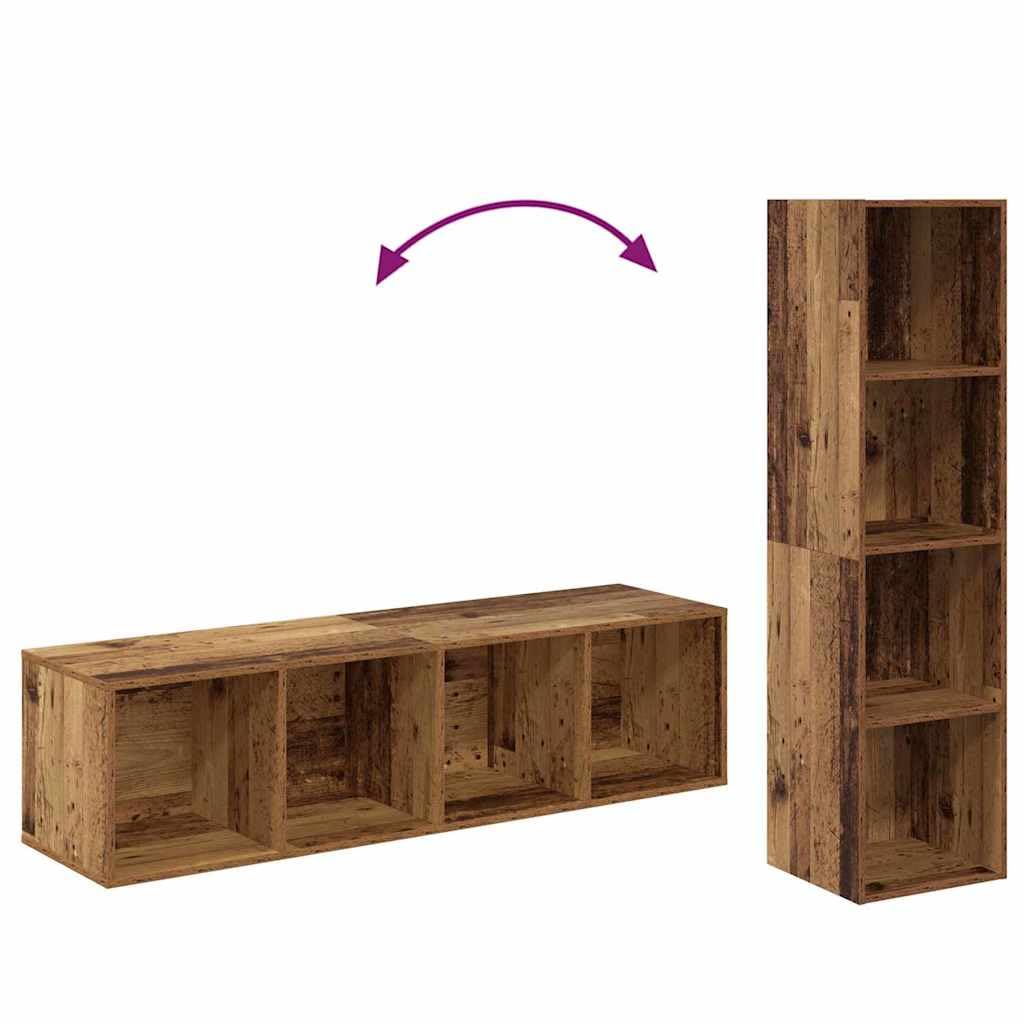 Set 2 Mobili TV da Parete Legno Ingegnerizzato Vecchio | Coppia di pensili sospesi per organizzare decoder e accessori nel soggiorno moderno, ottimizzando lo spazio a terra.