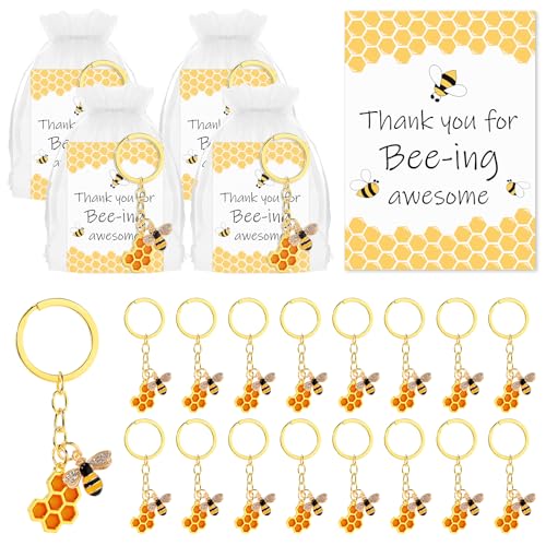 Landical 50 Sets Bee Employee Appreciation Gift Inspirational Bee Keychains