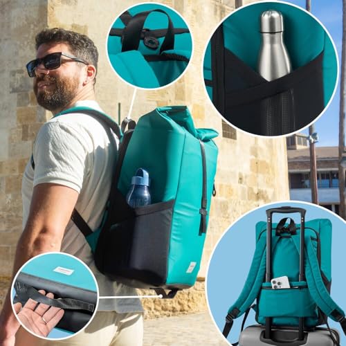 Cabin Max Iseo Bagaglio A Mano 40X20X25 Ryanair - Zaino Rolltop Da Viaggio - Zaino Cabina Aereo Compatibile - Realizzato In Tessuto Riciclato Impermeabile Rpet - 6