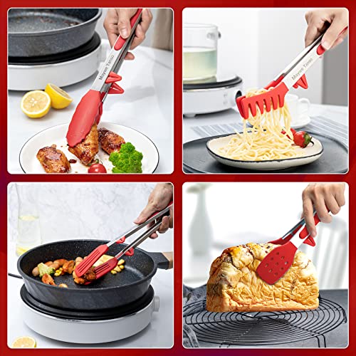 Pacote com 5 pinças de silicone para cozinhar, Maywe Tanso 4 peças de pinças de cozinha de 33 cm com