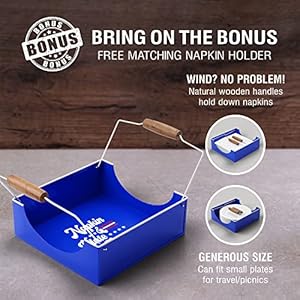 NOOK FORK Farmhouse Utensil Caddy–Silverware Flatware HolderOrganizer for Countertop Parties with Matching Napkin Carrier Stars Stripes