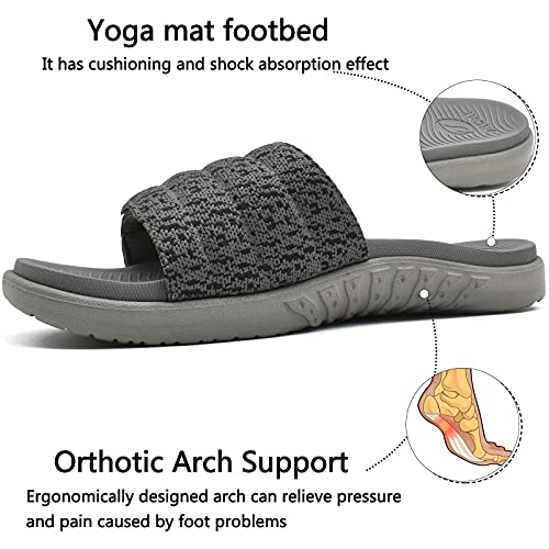 Oncai Mens Sandals Open Toe Adjustable Straps Athletic Orthotic Plantar Fasciitis Summer Sport Slide With Comfy Arch Support Footbed Grey Size 12 #TOP4