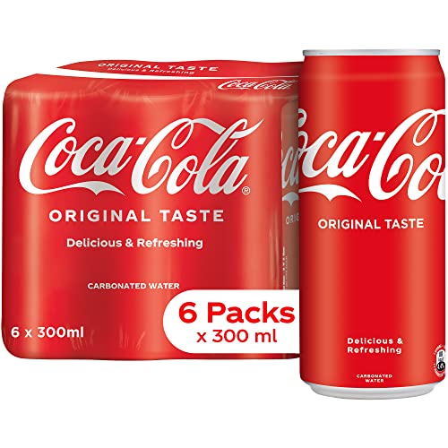 Image of Coca-Cola Original Cold Drink | Soft Drink with Refreshing Fizz | Delicious Cola Flavour | Recyclable Can, 300 ml (Pack of 6)