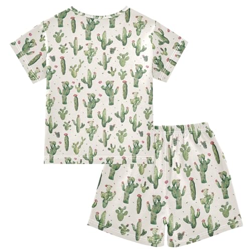 ALAZA Cute Cactus Pajama Set Short Sleeve Sleepwear Soft Lounge Nightwear2