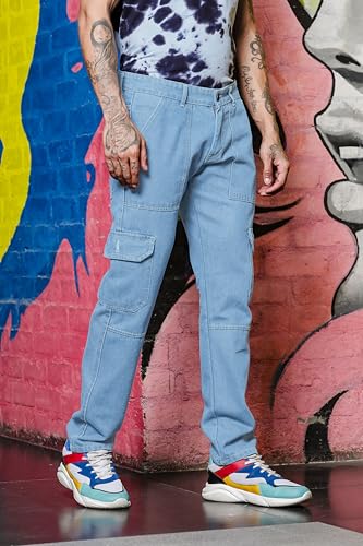 Image of RAGZO Cargo Pants for Men || Men Cargo Jeans Pant || Cargos for Men || Loose Fit Jeans Cargo